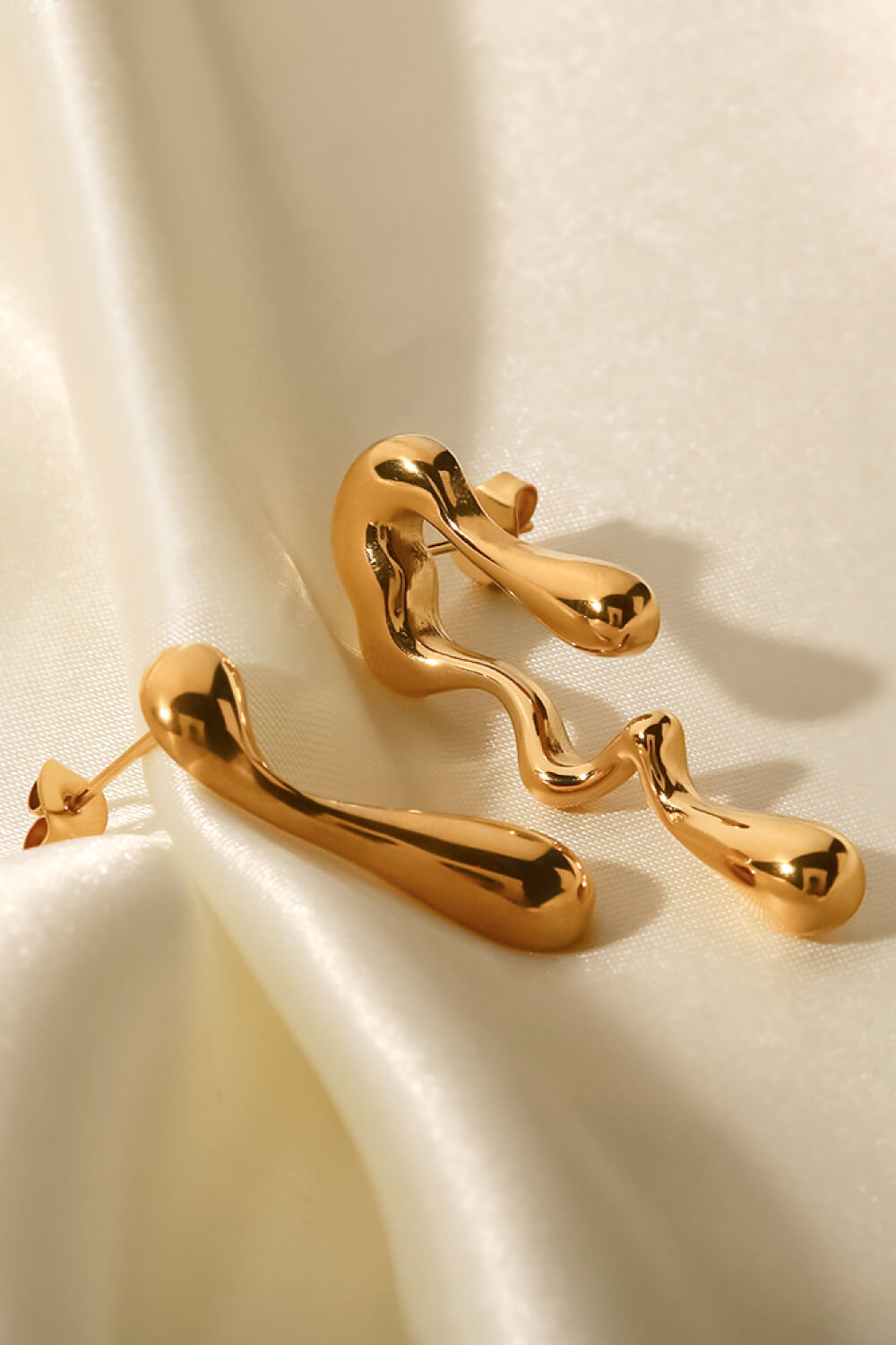 "Drip is Forever" 18K Gold Plated Geometric Mismatched Earrings