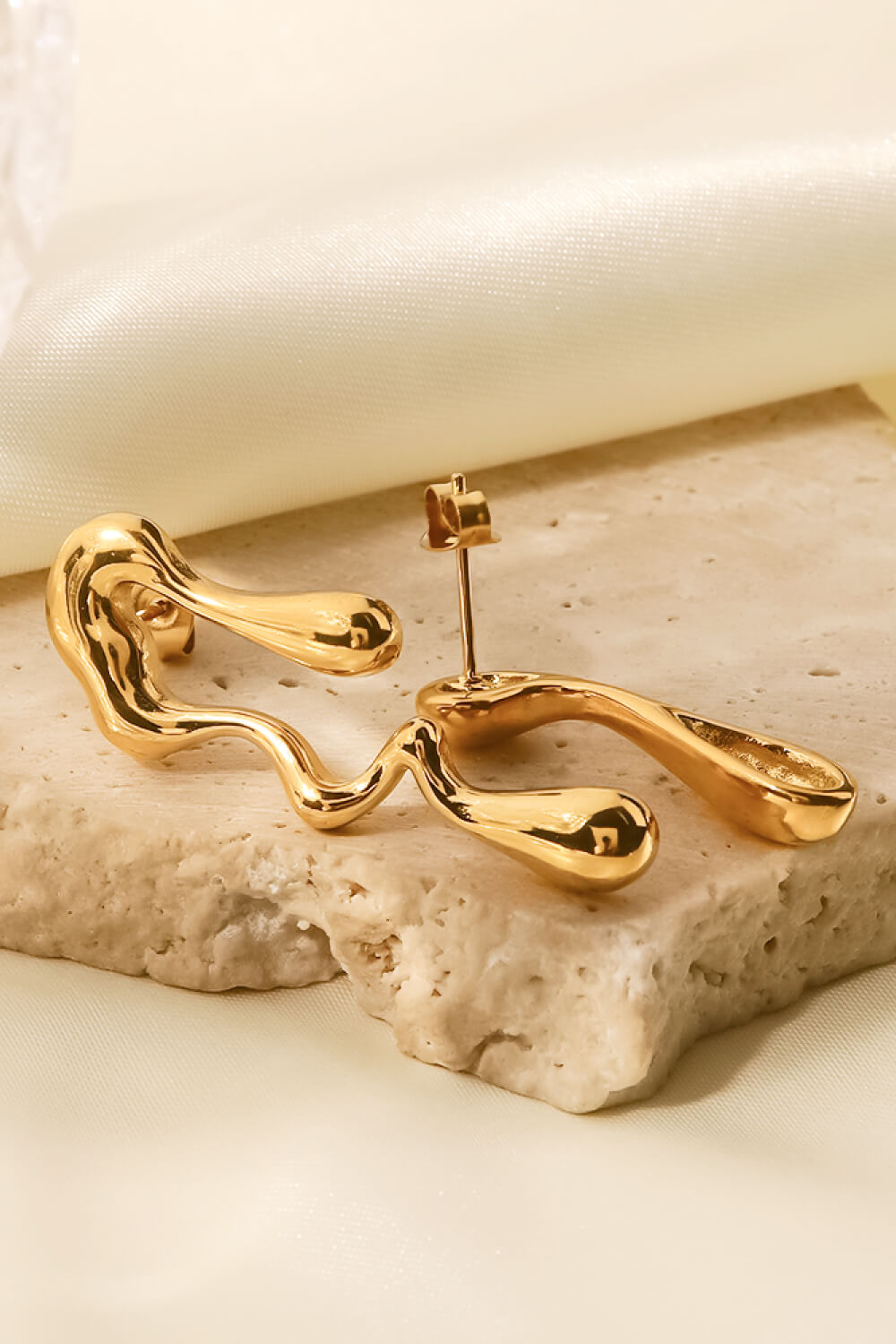 "Drip is Forever" 18K Gold Plated Geometric Mismatched Earrings