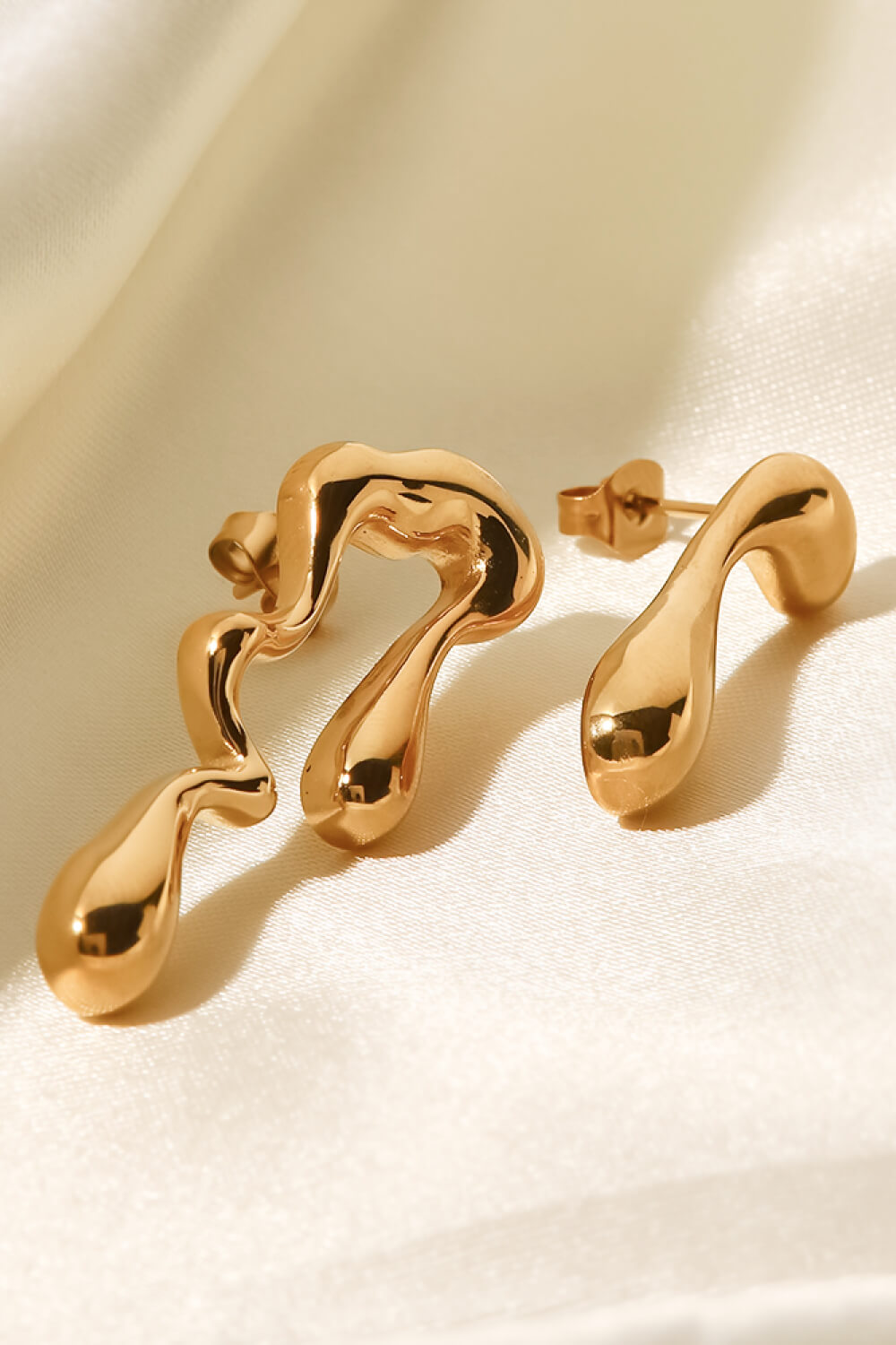 "Drip is Forever" 18K Gold Plated Geometric Mismatched Earrings