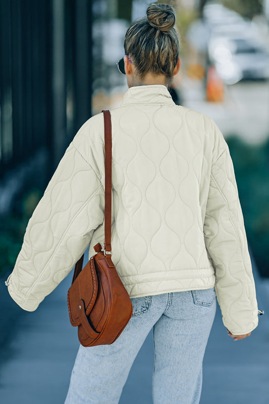 "I Promise It's Not A Stray Jacket" Drawstring Dropped Shoulder Quilted Jacket