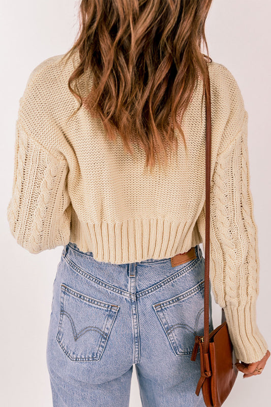 "Do Worry Darling" Cable-Knit Cropped Cardigan and Cami Set