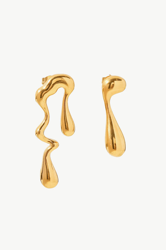 "Drip is Forever" 18K Gold Plated Geometric Mismatched Earrings