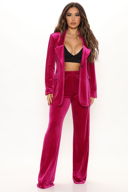 "Call Me Zaddy" Velvet Suit Two-Piece Set