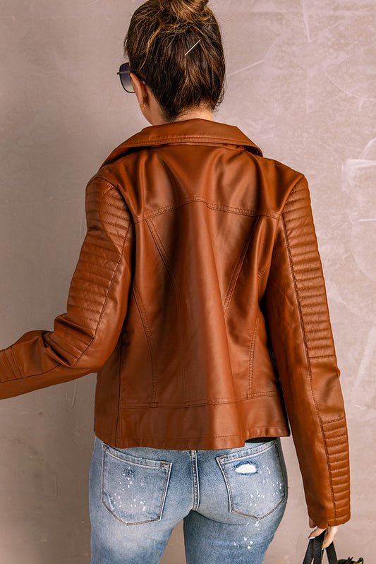 "Omw to Break Up in Central Park" Ribbed Faux Leather Jacket