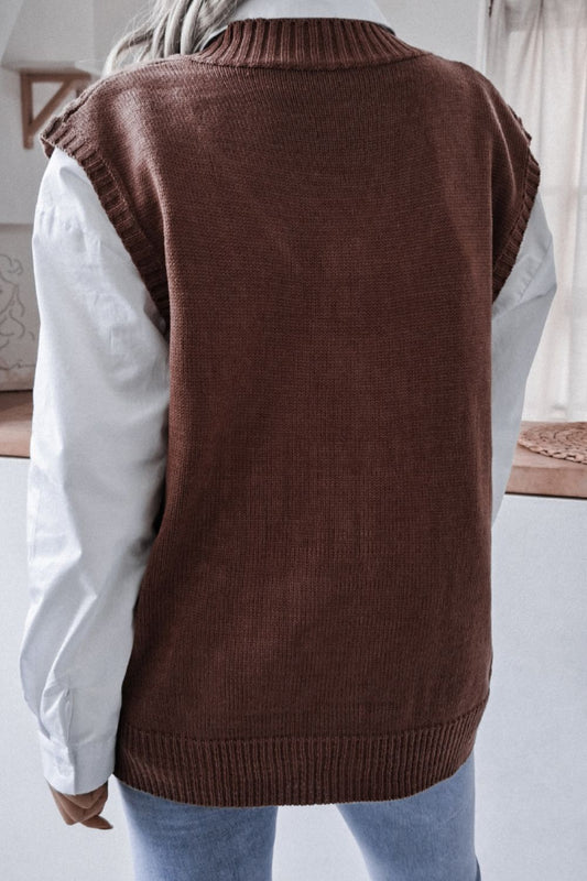"Creative Dept. Girlfriend" Cable-Knit V-Neck Sweater Vest